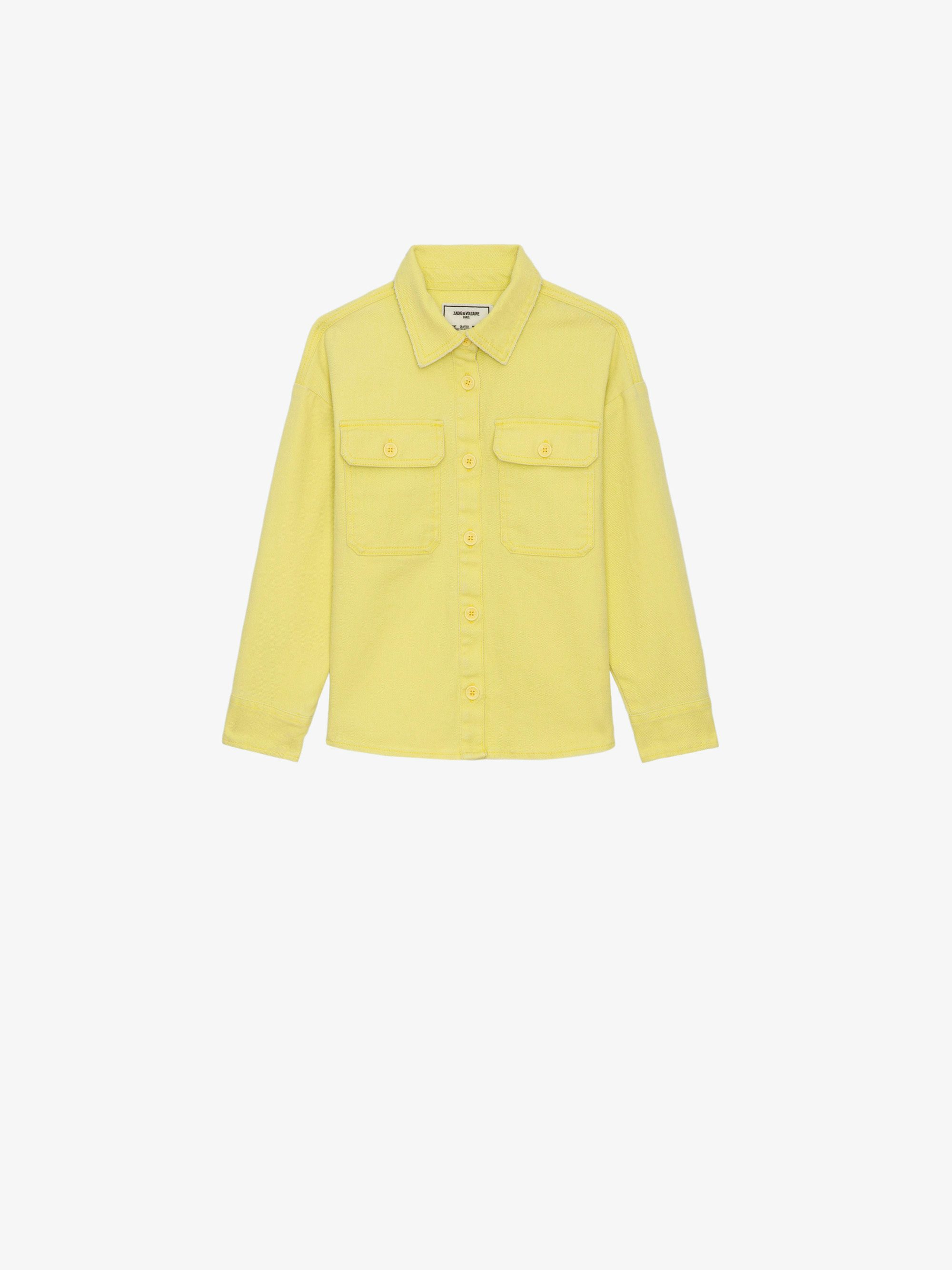 Timmy Girls’ Jacket - Girls’ yellow cotton twill jacket with “Amour” slogan on the back.